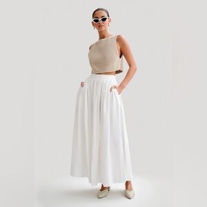 Meshki Clarence Linen A-Line Maxi Skirt